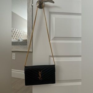 YSL LEATHER WALLET ON A CHAIN